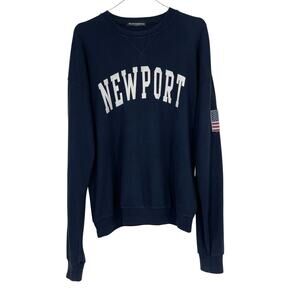 Brandy Melville Newport Navy Blue Crewneck Sweatshirt USA Flag One Size